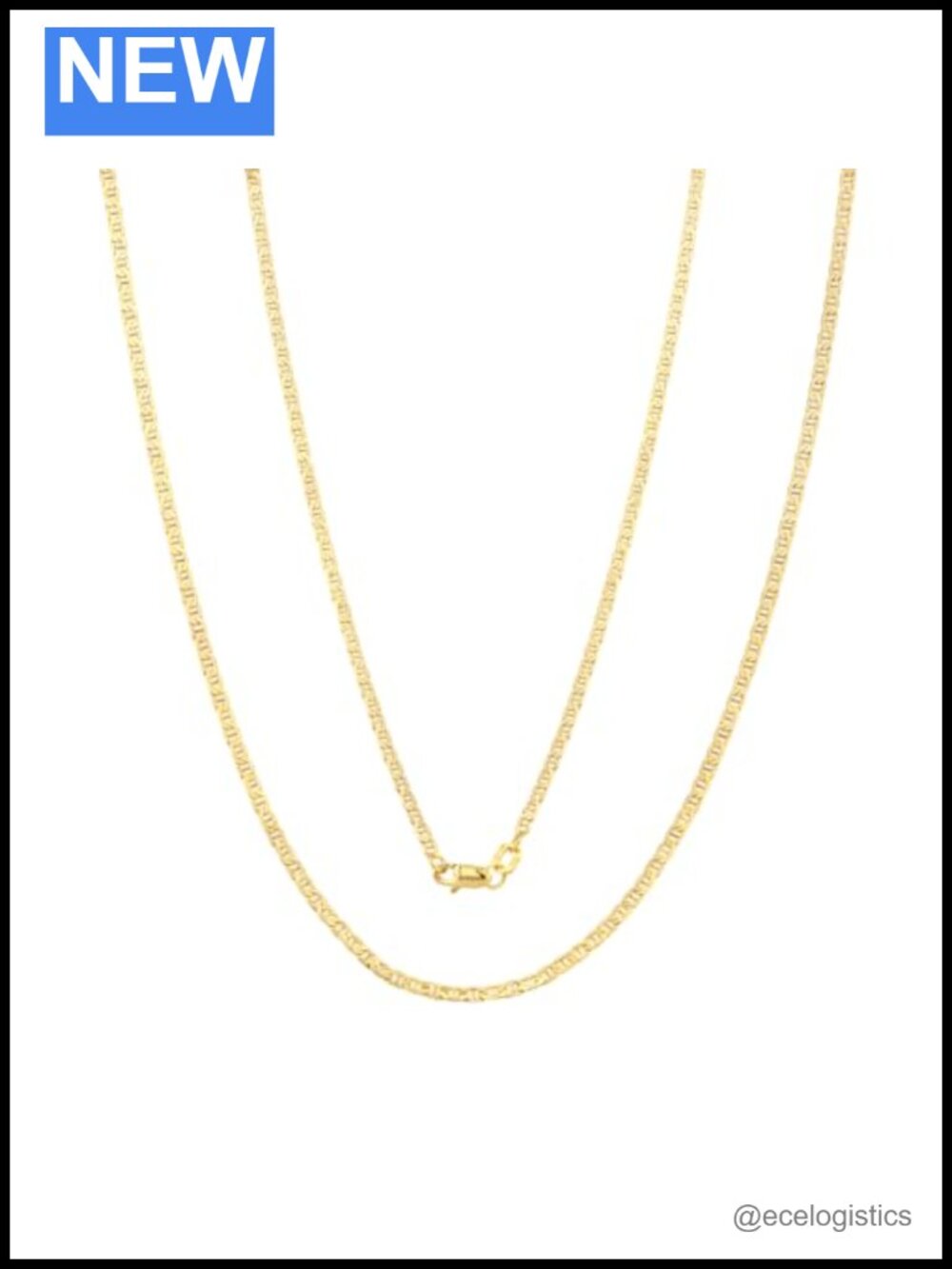 14K Solid Gold Mariner Chain Necklace 1.5mm 20" Lobster Clasp